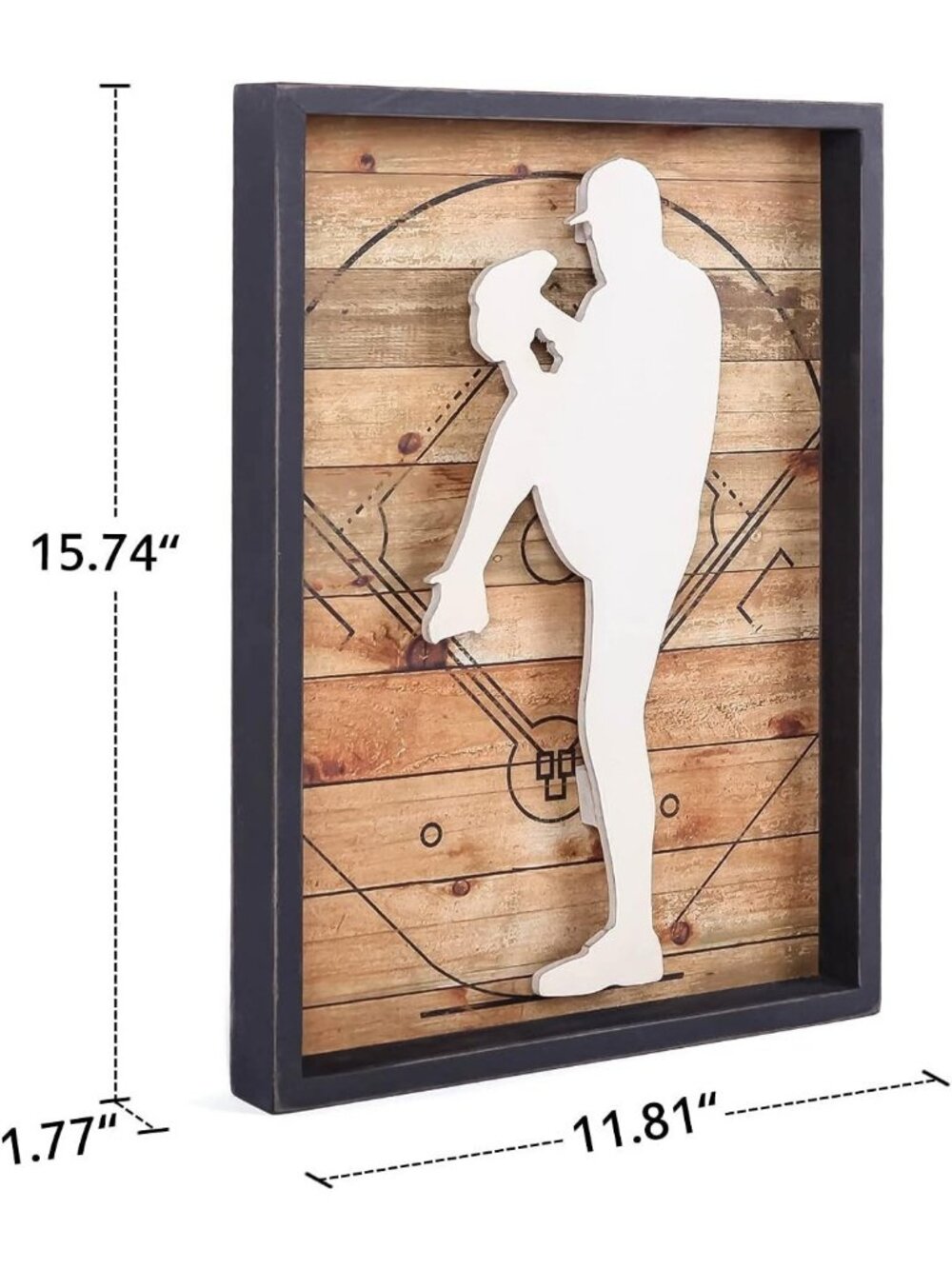 Baseball Decor Framed Wall Art Room Decor 12x16 Wooden